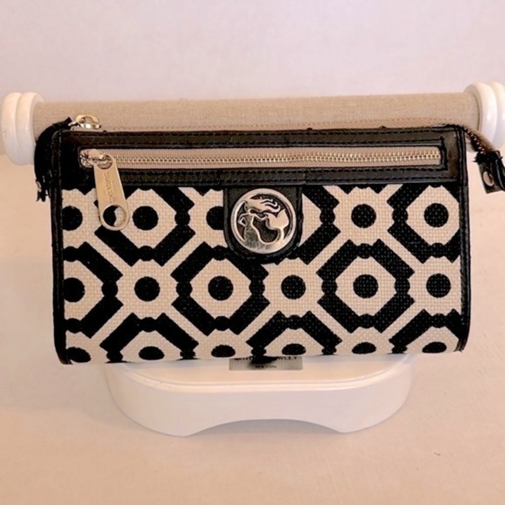 Spartina 449 art deco wallet/wristlet black and cream EUC